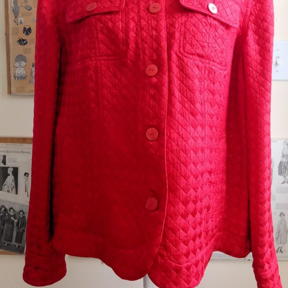 Laura Ashley Textured Button Up Jacket in Red Size XL - Picture 3 of 10